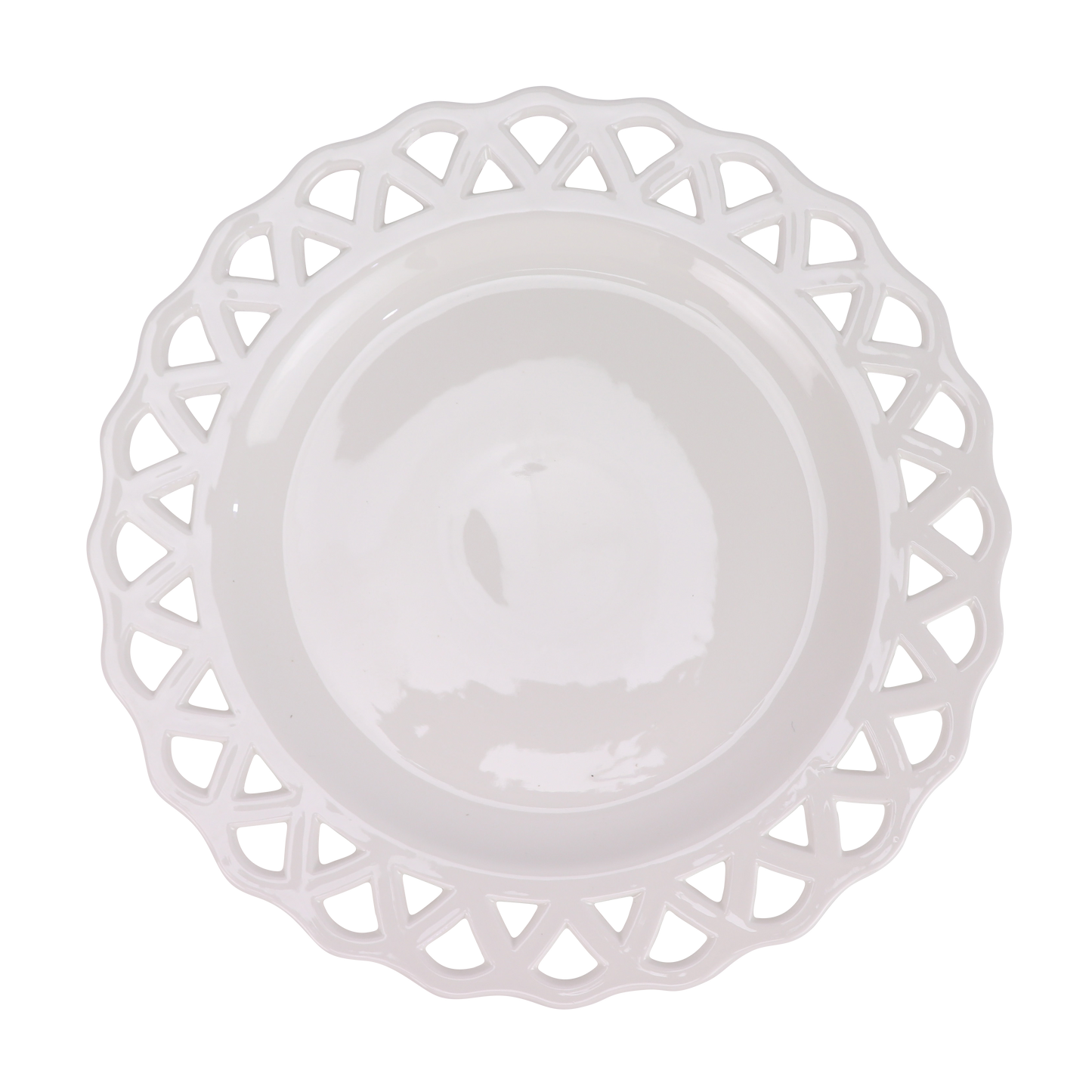 White Pierced Scalloped Charger