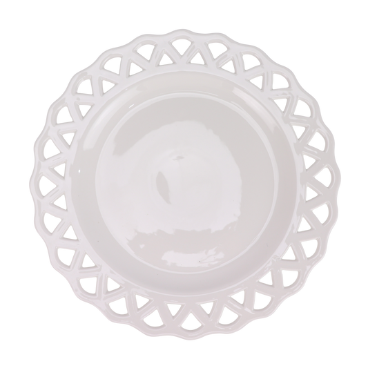 White Pierced Scalloped Charger