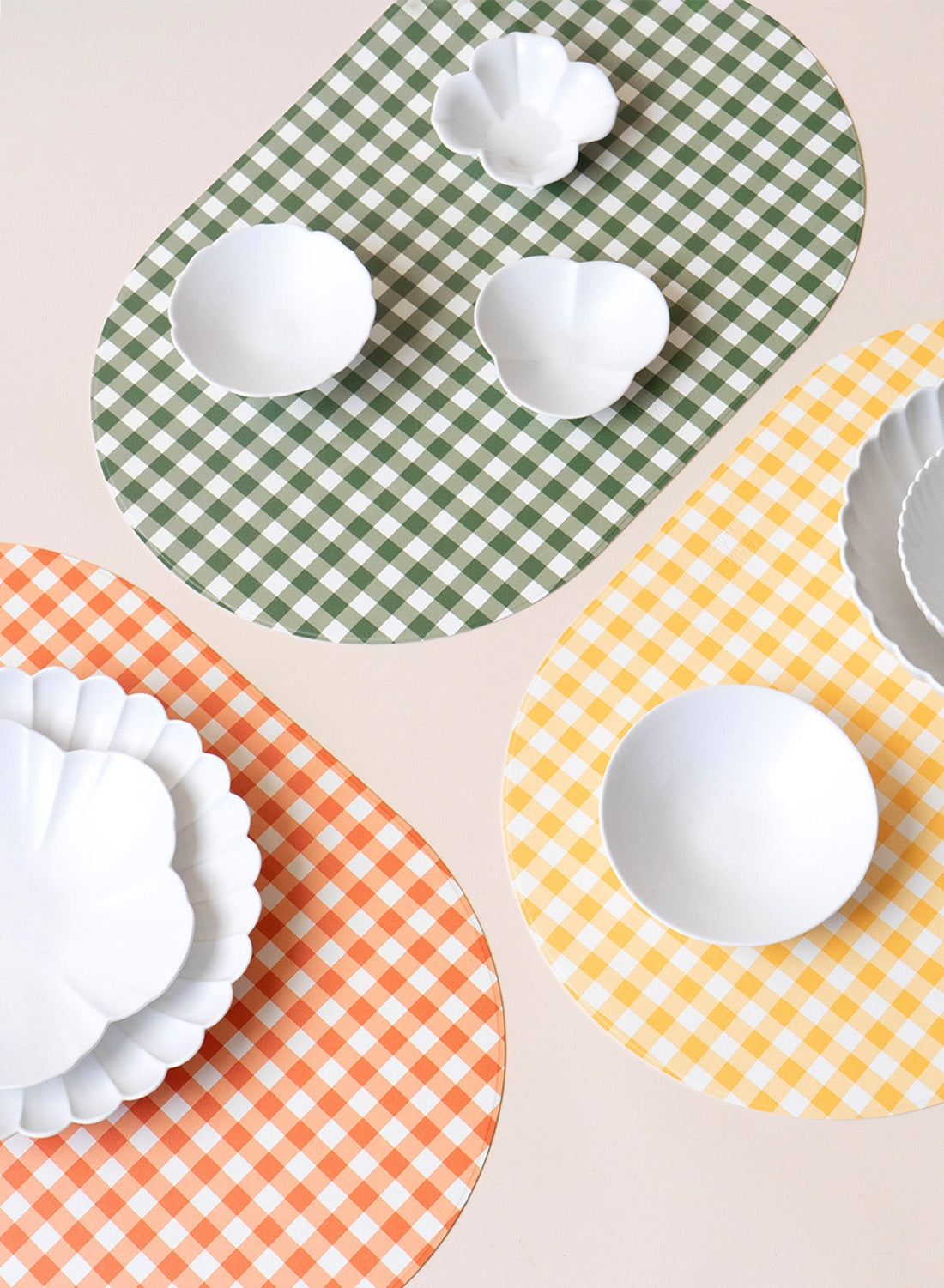 6XS Studio  Gingham Placemat, Baby Pink