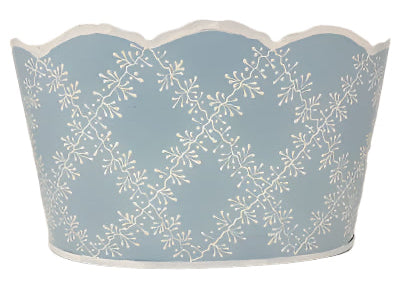 Blue & White Trellis Scalloped Planter